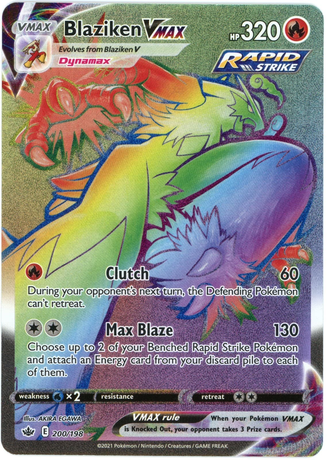 Blaziken VMAX (Secret) 200/198 Swsh06: Sword & Shield - Chilling Reign Holo