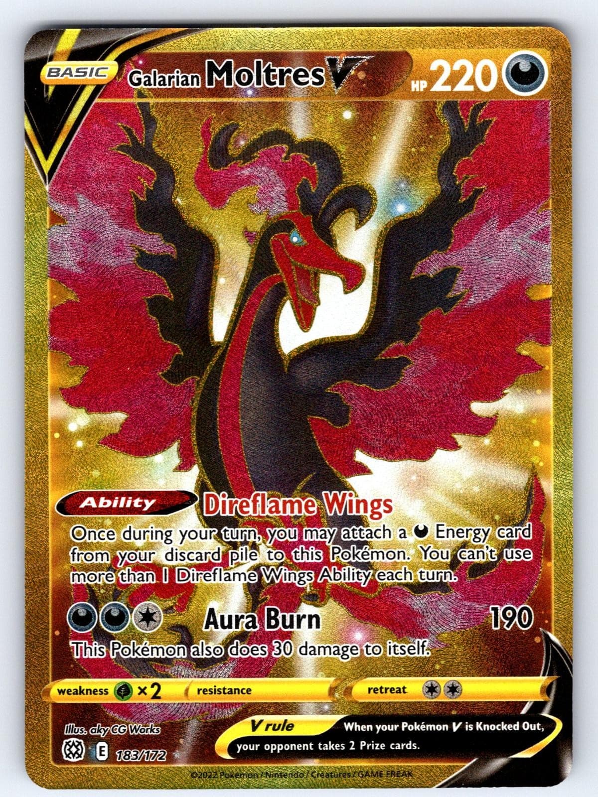Galarian Moltres V 183/172 Secret Rare Brilliant Stars Pokemon Holo Near Mint