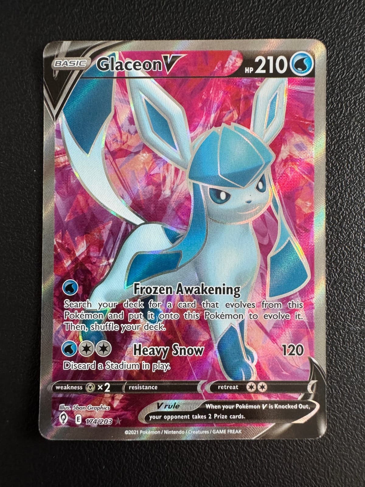 Glaceon V (Full Art) 174/203 SWSH07: Evolving Skies UR Holofoil EN Pokemon NM
