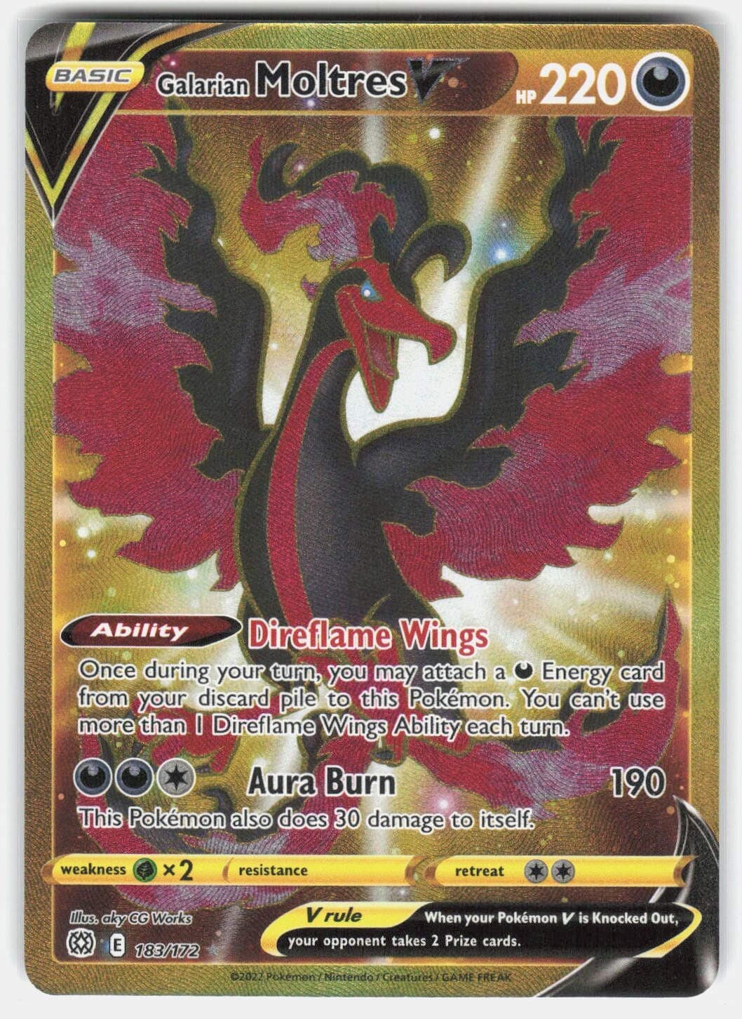 Galarian Moltres V 183/172 SEC Brilliant Stars Pokemon Holo NM