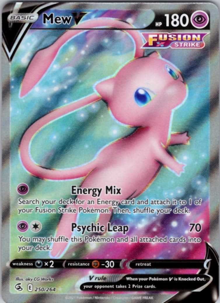Mew V (Full Art) Holo Ultra Rare SWSH08: Fusion Strike 250/264 NM