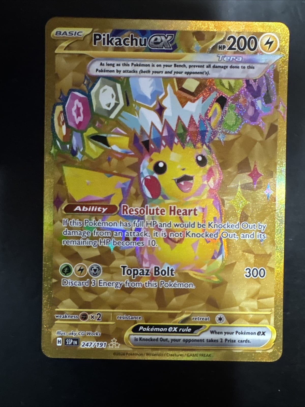 Pikachu ex 247/191 Sv08 Surging Sparks Hyper Rare Full Art Holo English TCG