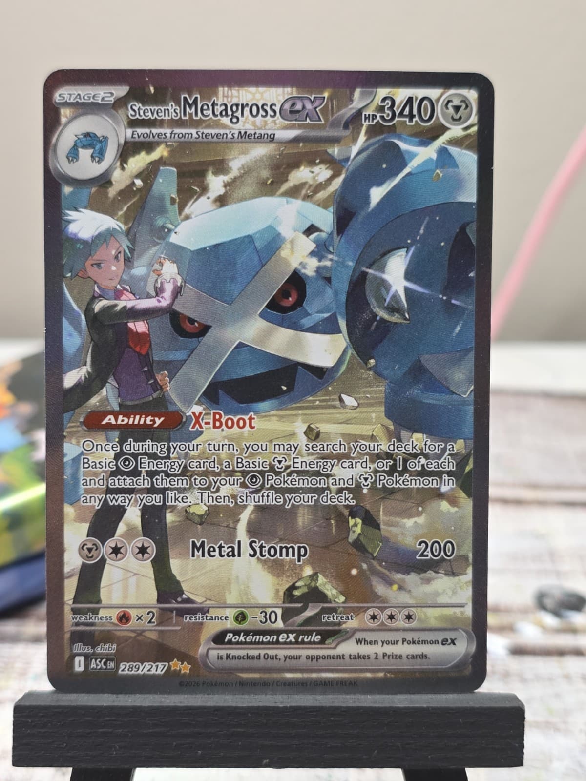 Pokemon Steven’s Metagross Ex SIR 289/217, Ascended Heroes NM FRESH PULL