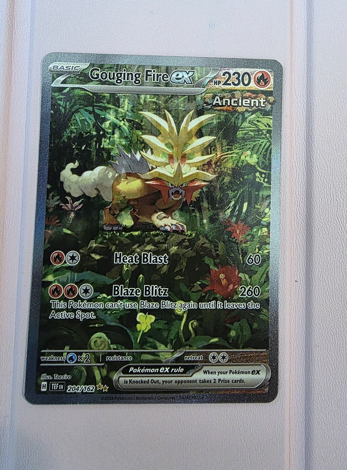 Pokemon Gouging Fire ex 204/162 SV05: Temporal Forces Holo Near Mint