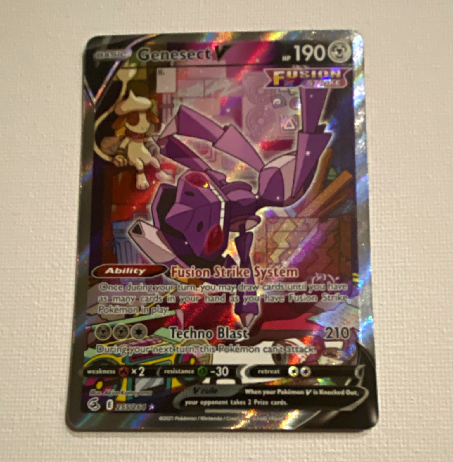 Pokemon TCG Genesect V 255/264 SWSH08 Fusion Strike Full Art Holo Ultra Rare