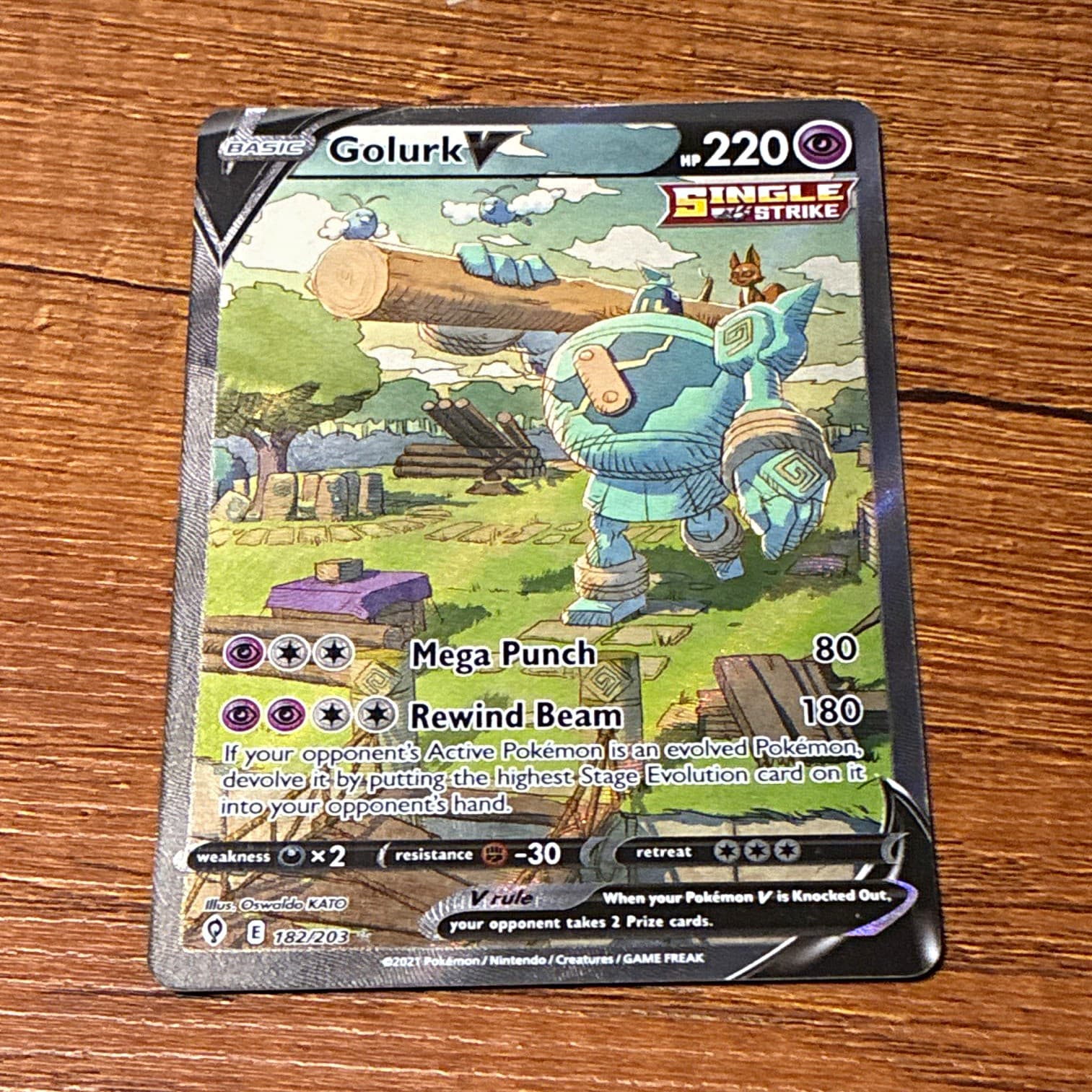 Pokemon Company Golurk V 182/203 Evolving Skies Ultra Rare Full Art Holo