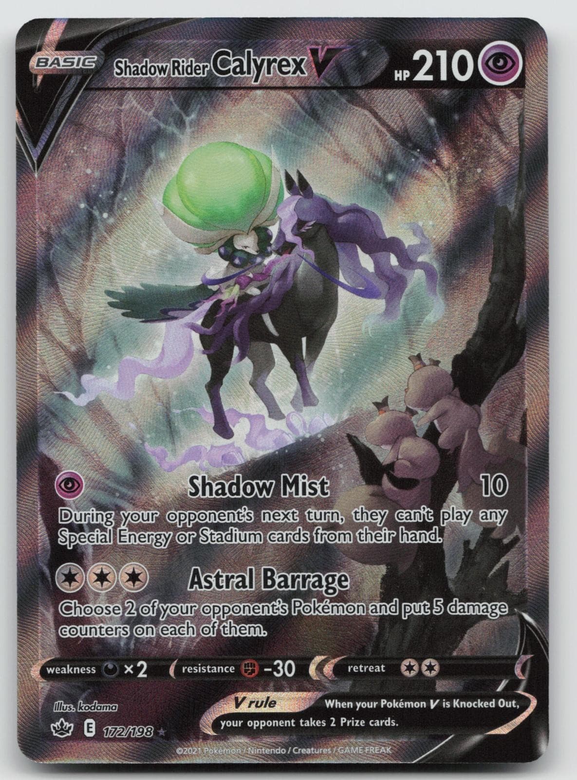 Shadow Rider Calyrex V 172/198 (Alternate Full Art) NM Chilling Reign Pokemon