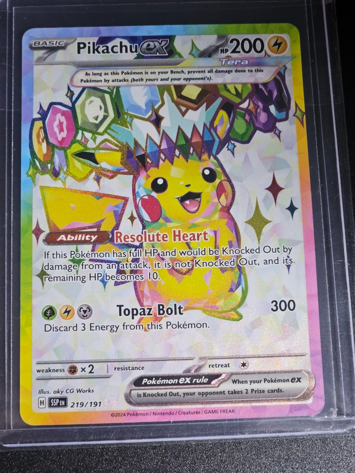 Pokemon Pikachu ex 219/191 SV08 Surging Sparks Full Art Ultra Rare Holo