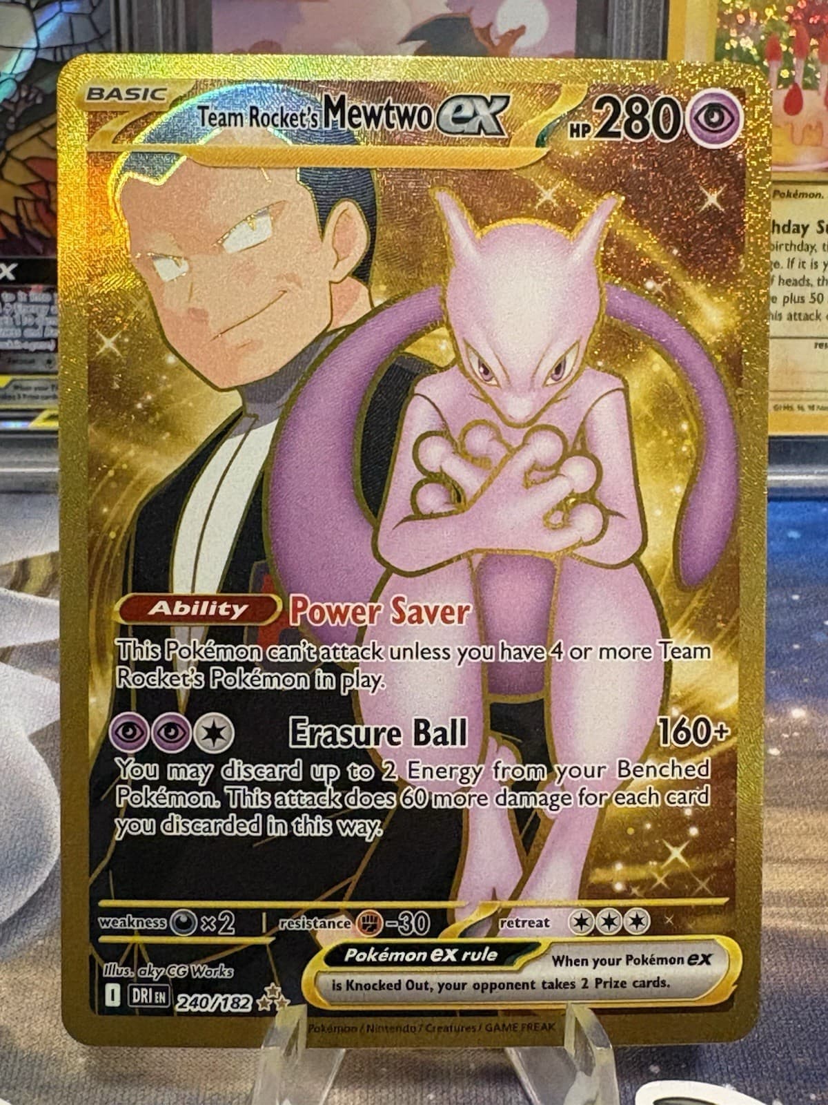 Pokemon TCG Team Rocket's Mewtwo ex 240/182 Destined Rivals Holo NM+