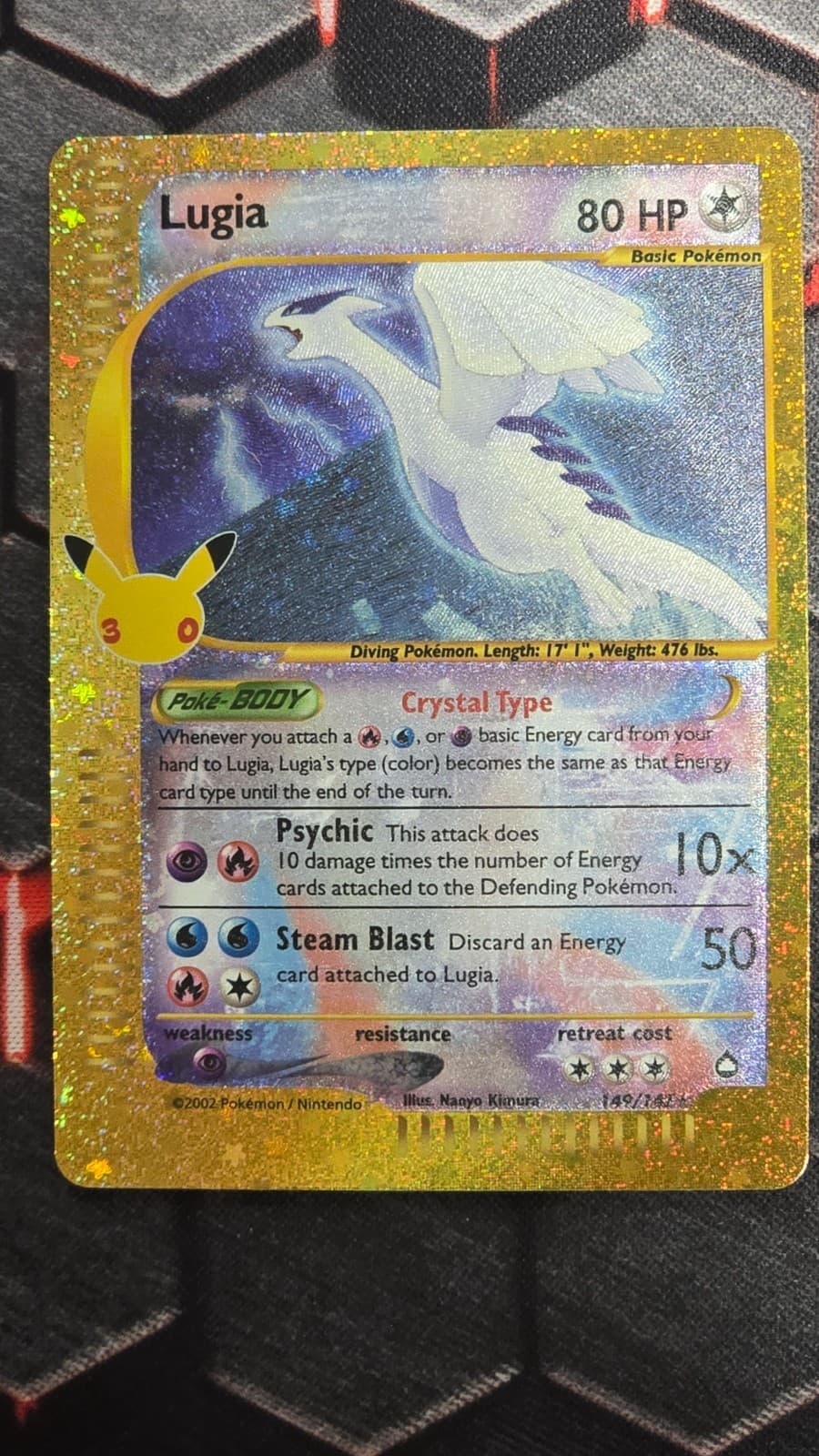 Pokémon TCG : Lugia Crystal Type 149/147 Gold Holo  – 30th Anniversary