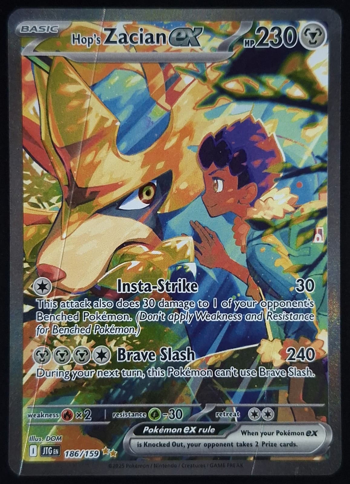 2025 Pokemon HOP'S ZACIAN EX #186/159 Journey Together Special Illustration Rare