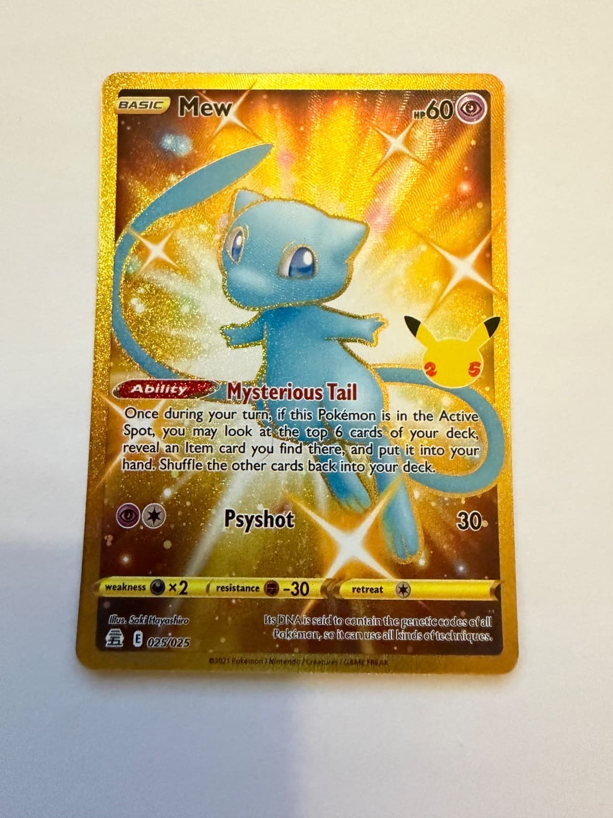 2021 Pokémon Celebrations Mew #025/025 – Gold Secret Rare – Near Mint