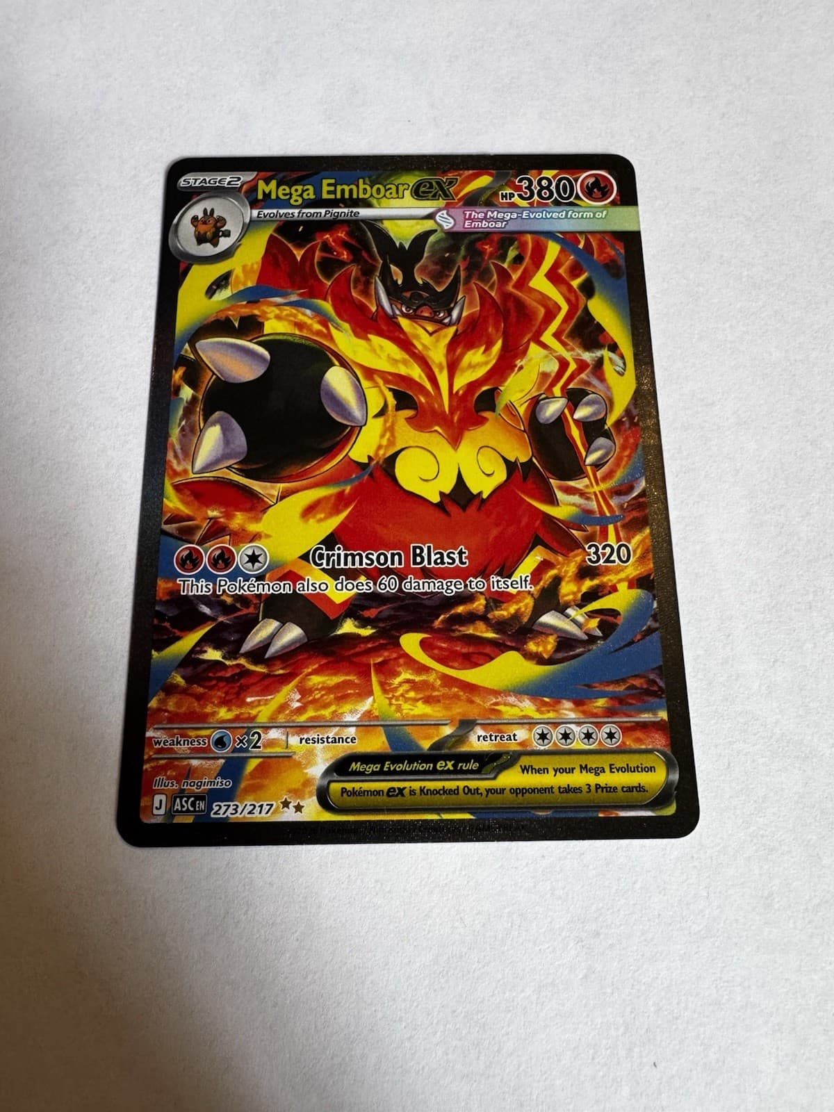 Mega Emboar ex 273/217 Me: Ascended Heroes Holo