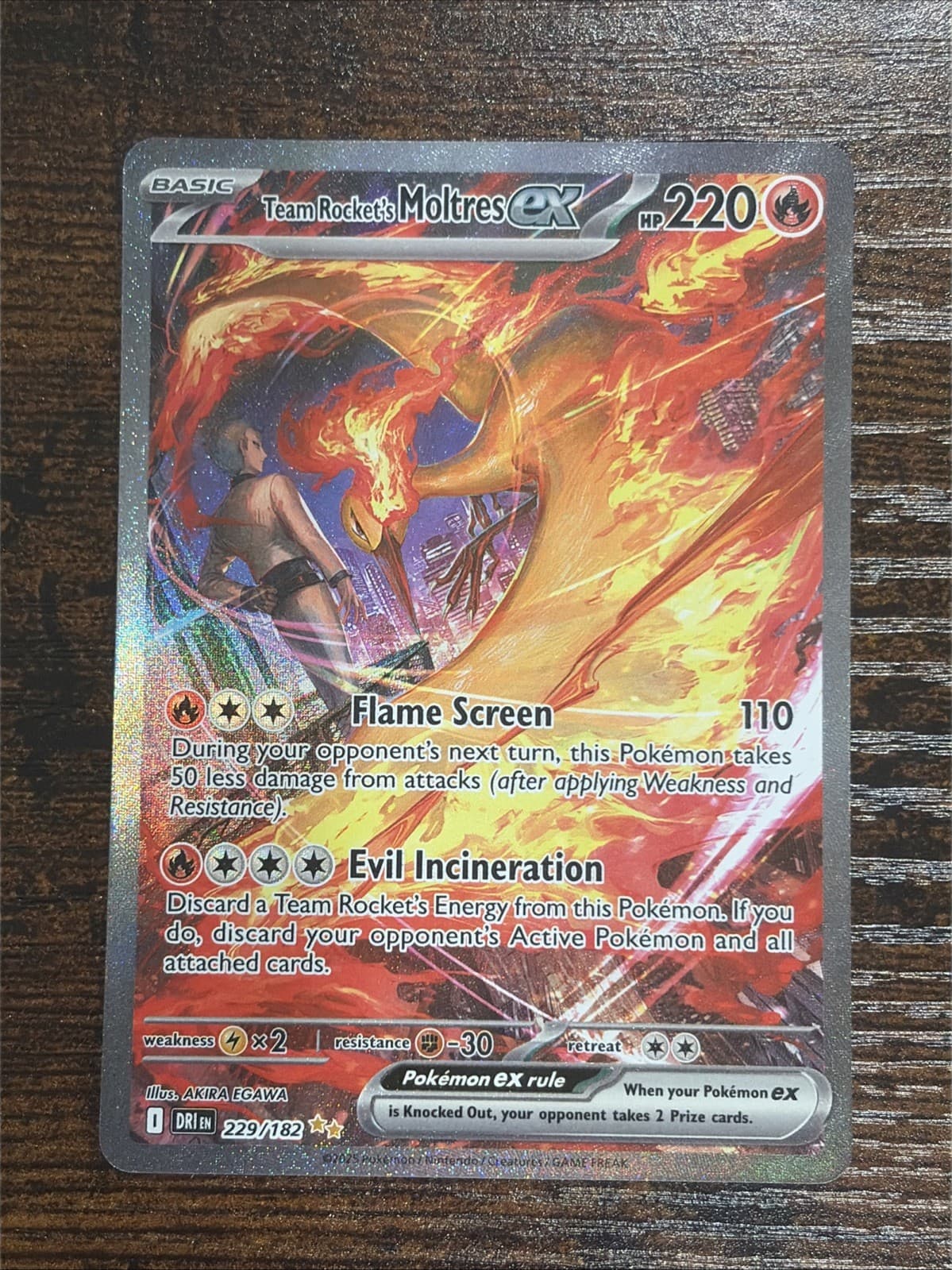 Team Rocket's Moltres ex 229/182 SV10 Destined Rivals SIR Pokemon Card NM