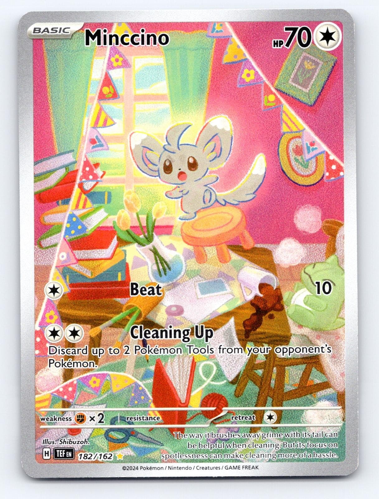 Minccino 182/162 Illustration Rare Temporal Forces Pokemon Holo Lightly Played