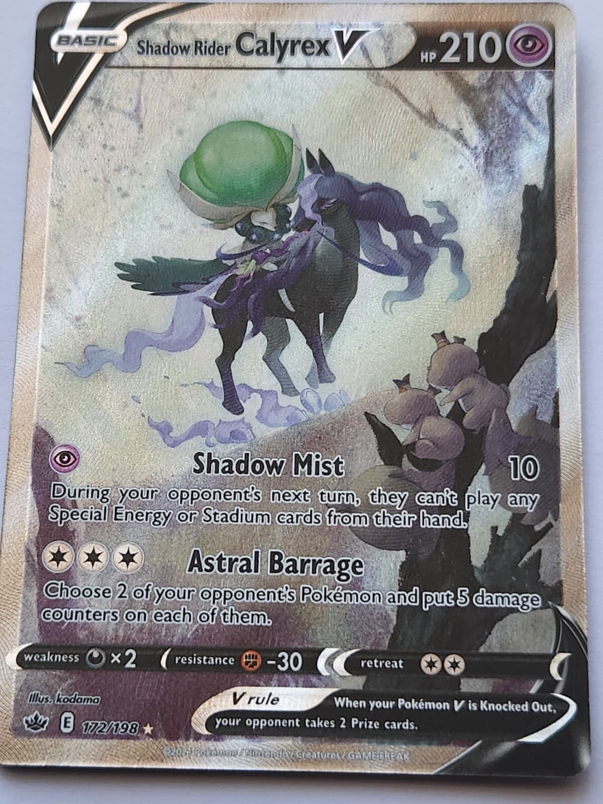 Shadow Rider Calyrex V (Alternate Full Art) 172/198 Swsh06: Sword & Shield -...