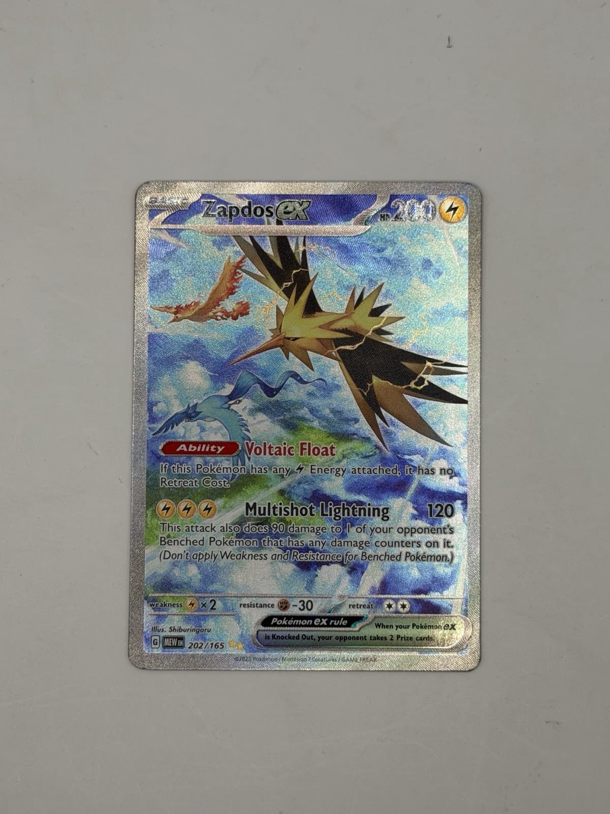 Zapdos EX 202/165 Scarlet & Violet 151 Special Illustration Rare Holo Card