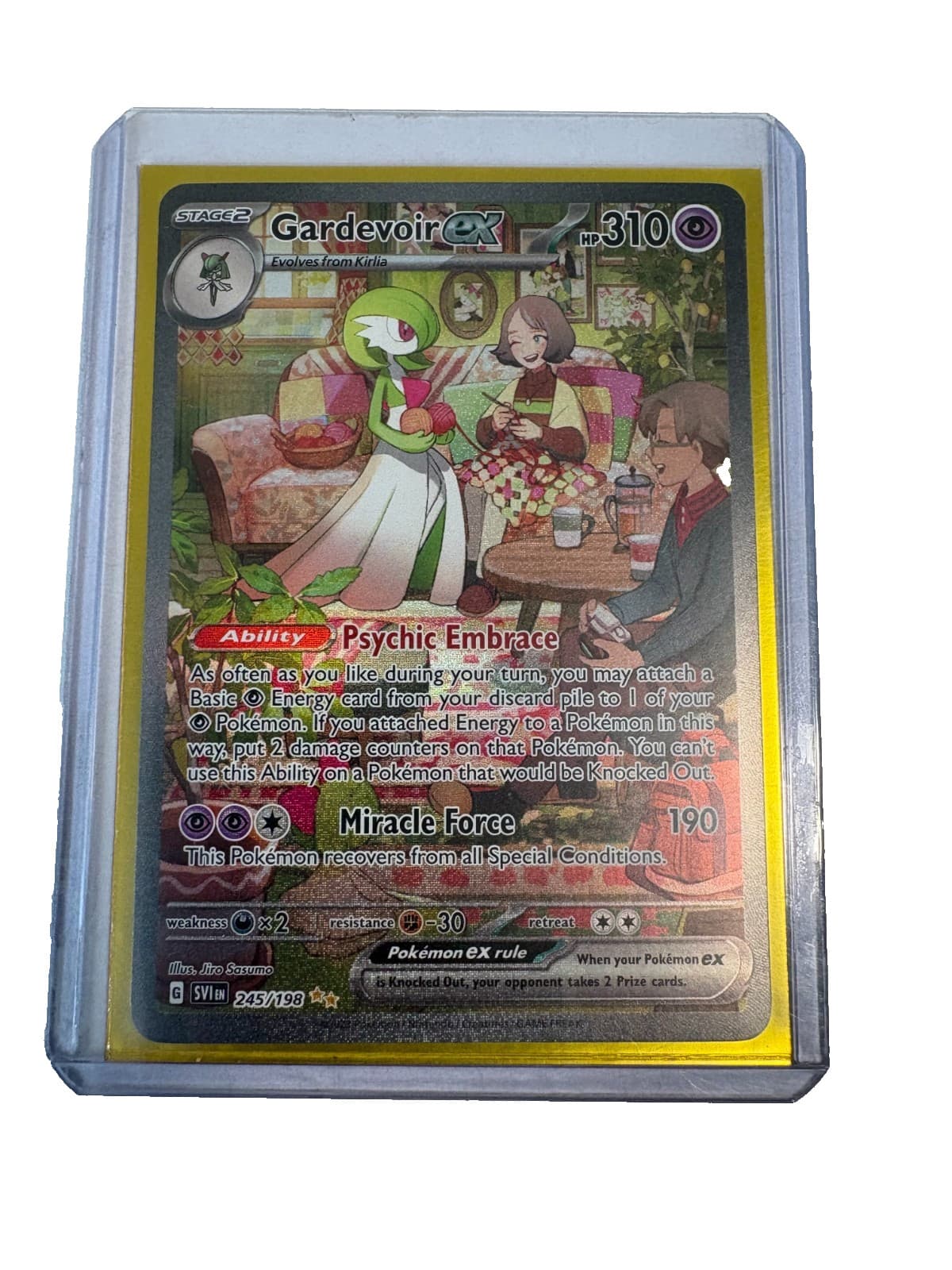 Gardevoir EX card number is 245/198 some white spots on button right of the card