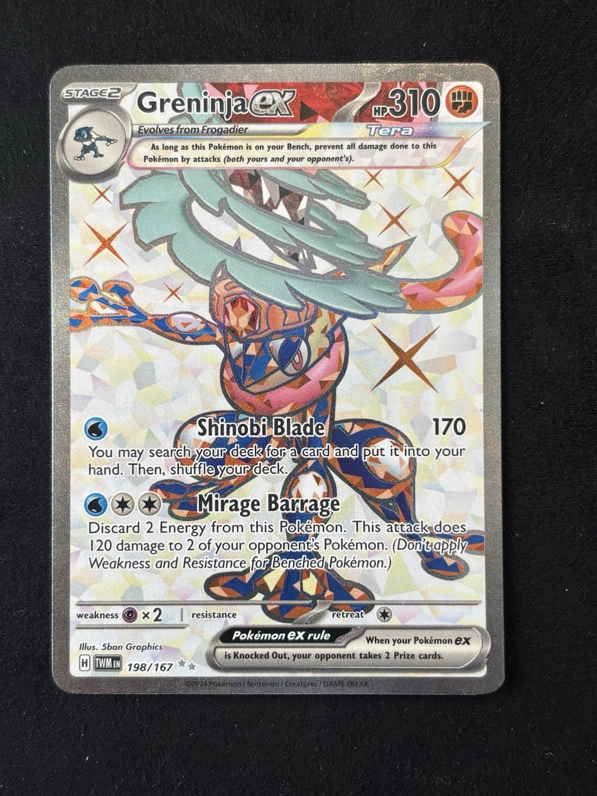 Pokemon TCG Greninja EX Full Art Twilight Masquerade Holo Card 198/167 Sv06