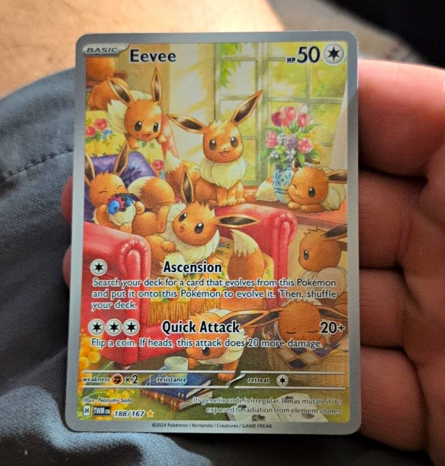 Pokémon Company Eevee 188/167 Twilight Masquerade SV06 Holo IR English HP 50