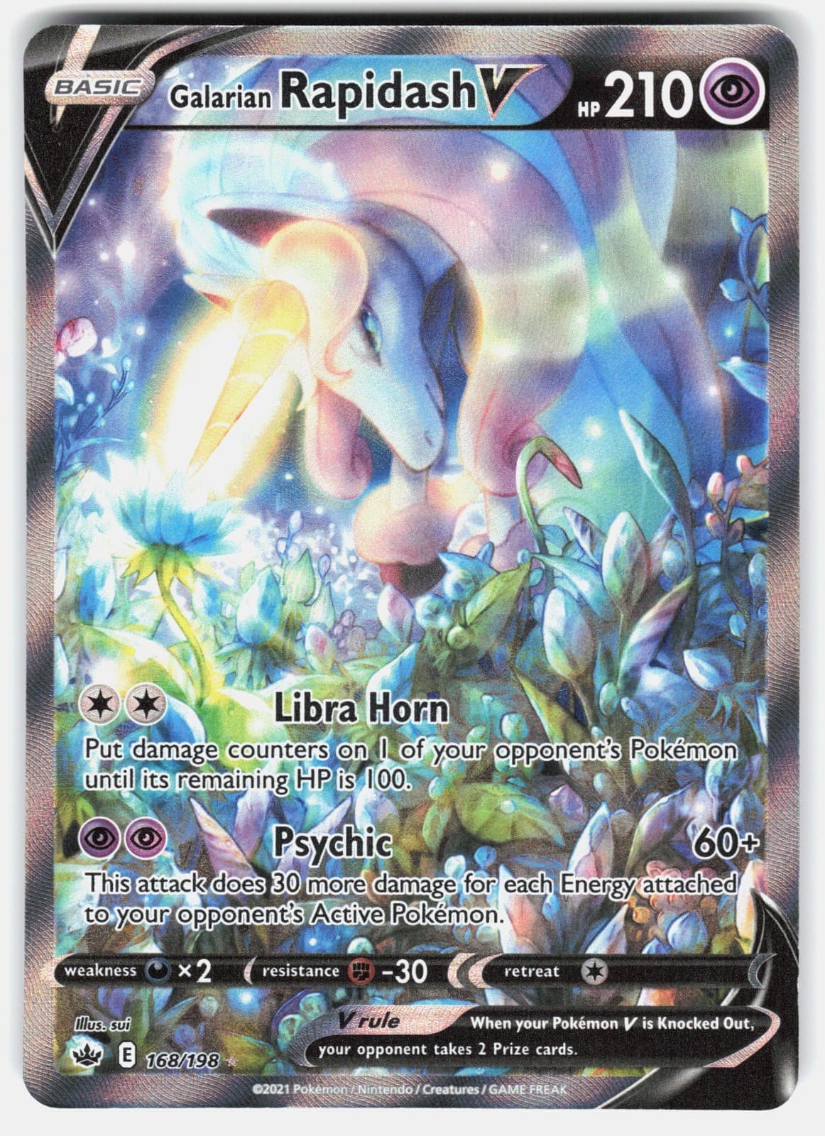 Galarian Rapidash V Alternate Full Art Holo SWSH06: Chilling Reign 168/198 NM