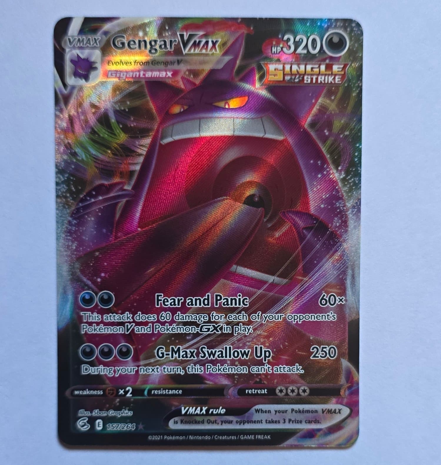 Pokémon TCG Gengar VMAX 157/264 Fusion Strike Ultra Rare Holo Eng