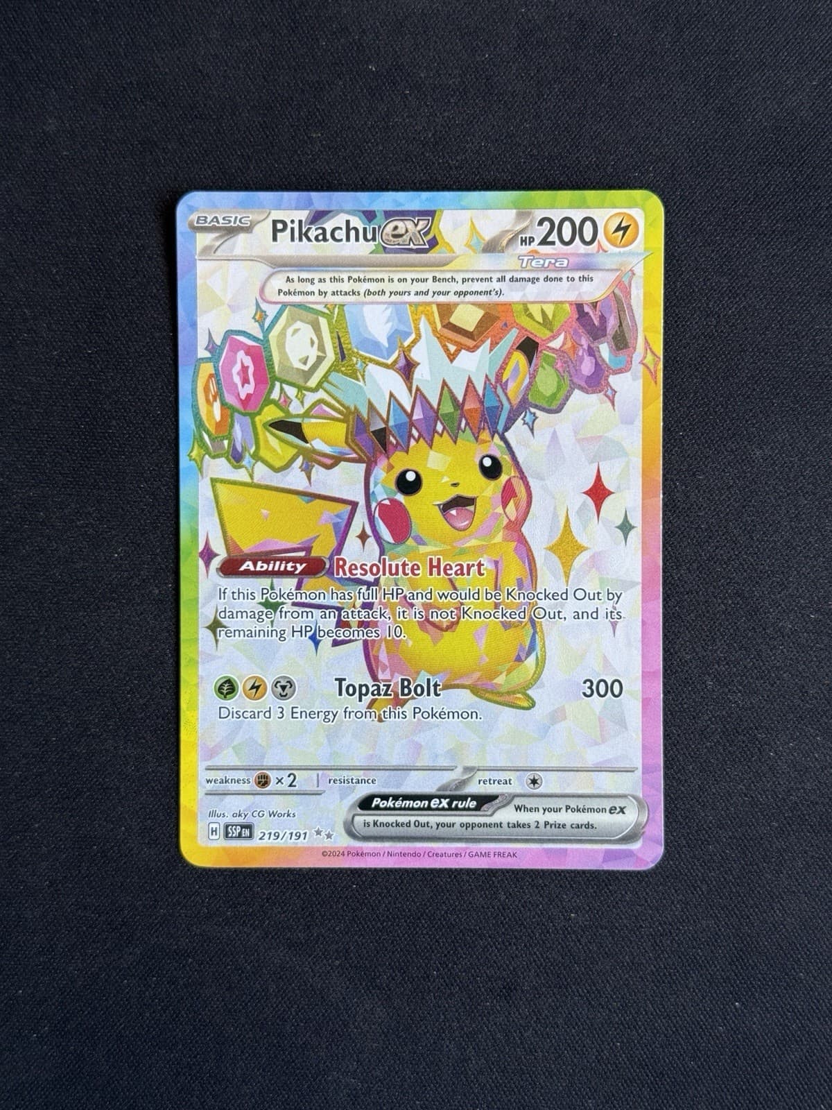 Pikachu Ex 219/191 Ultra Rare Surging Sparks