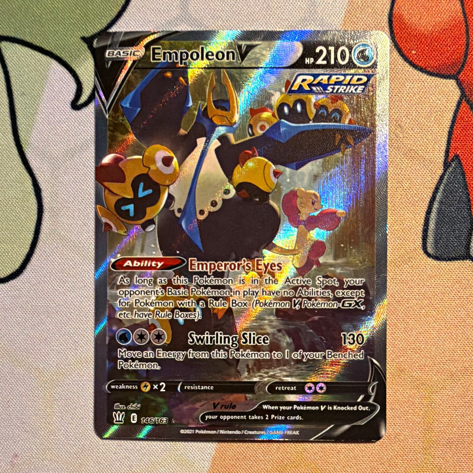 Pokémon TCG Empoleon V Ultra Rare Full Art Rapid Strike Holo 146/163