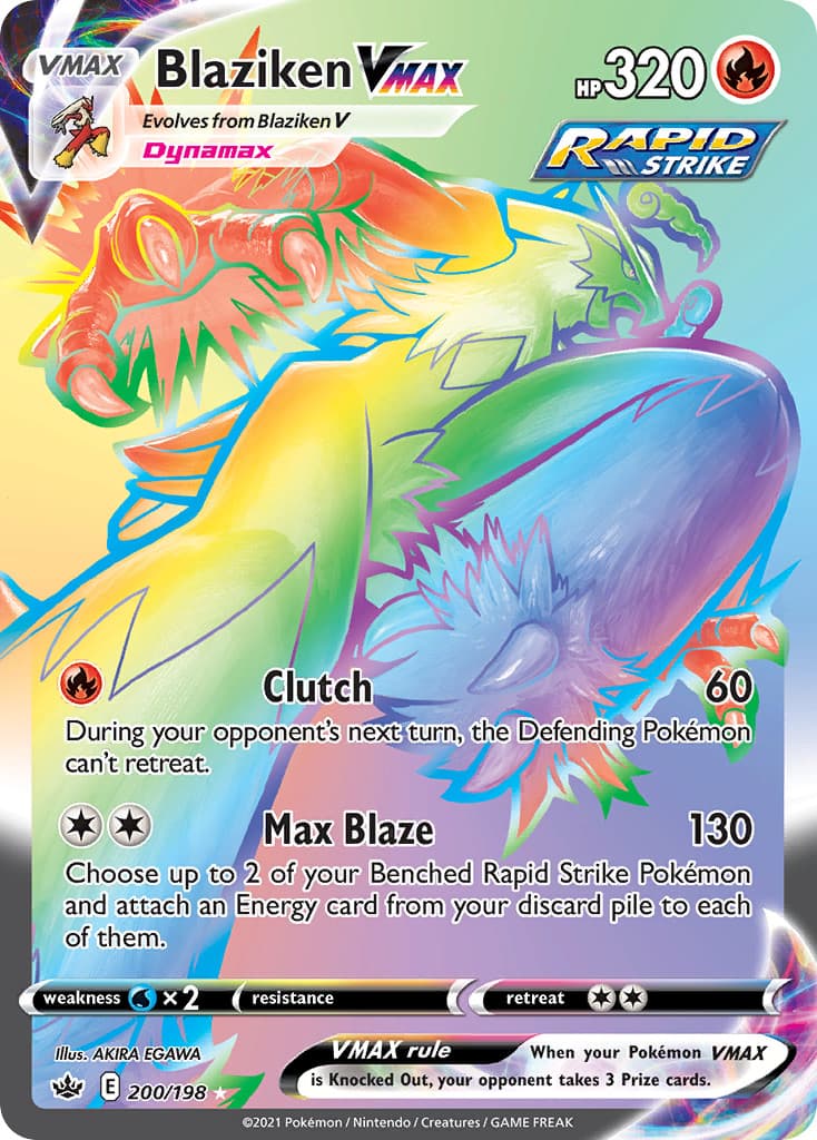 Blaziken VMAX 200/198 Rainbow Rare Chilling Reign Pokemon Holo NM