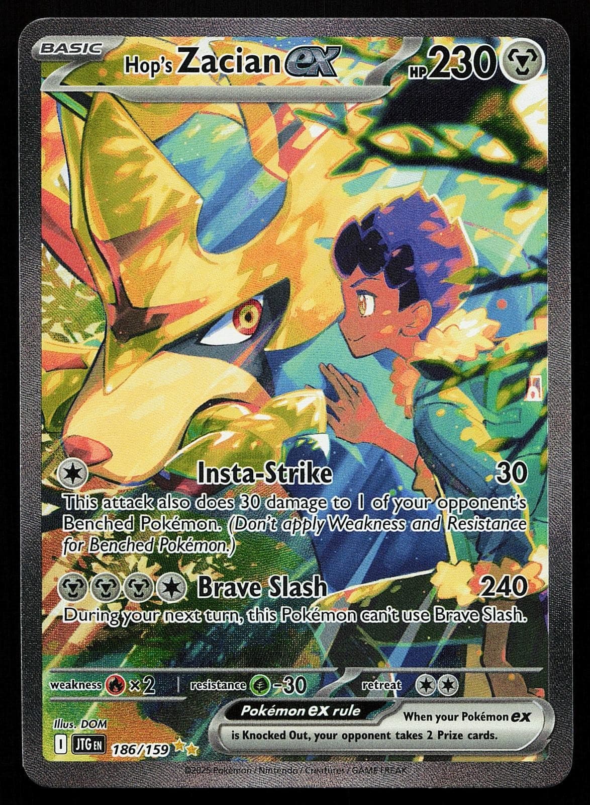 Hop's Zacian ex 186/159 Holo SIR Journey Together Pokemon Card