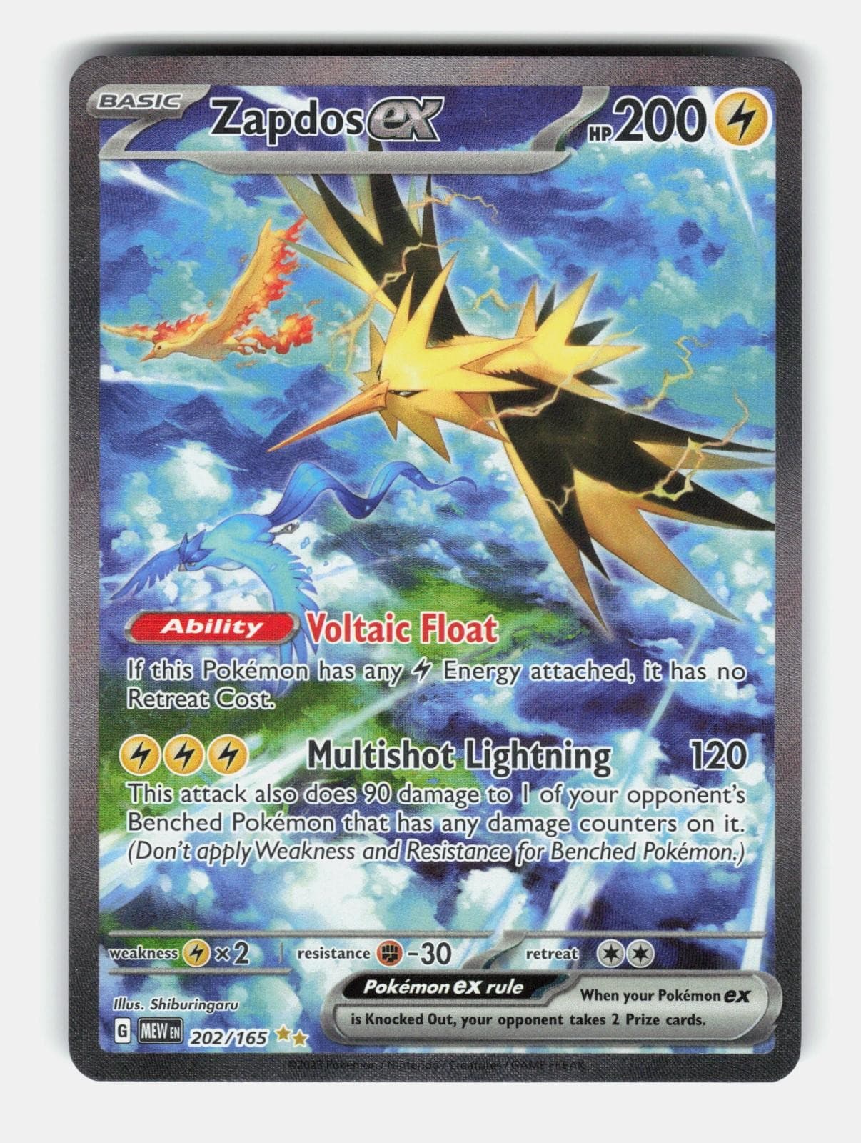 Zapdos ex 202/165 Special Illustration Rare 151 Pokemon Holo Near Mint
