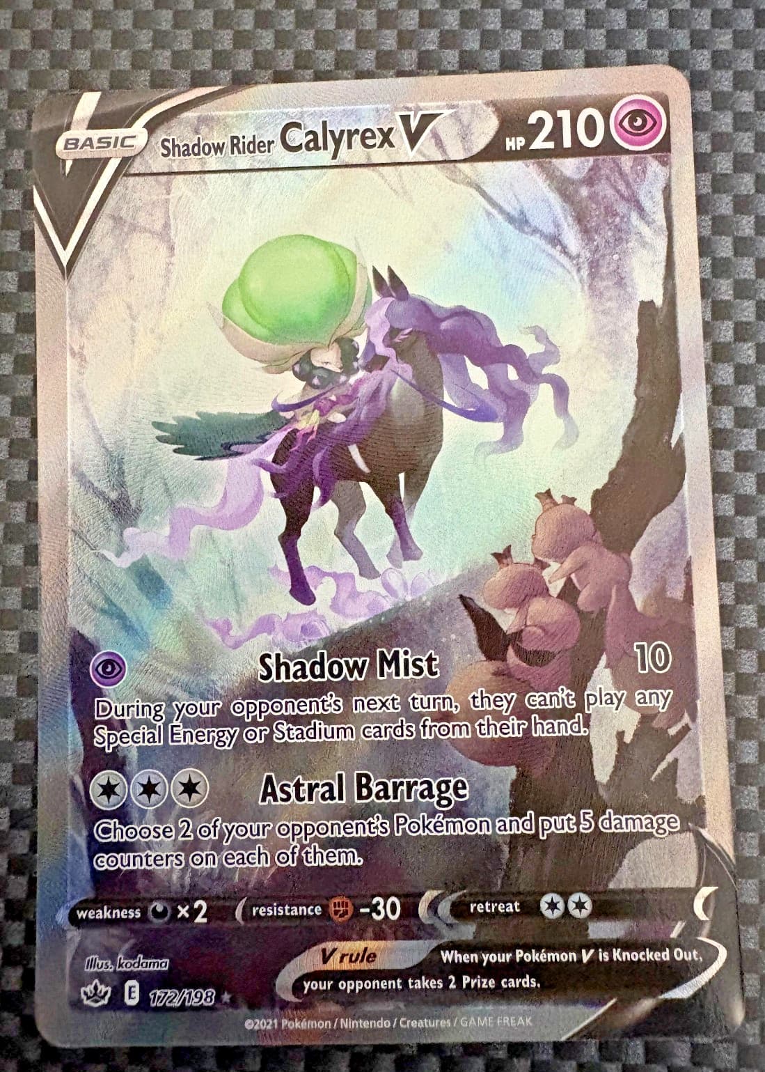 Shadow Rider Calyrex V (Alternate Full Art) 172/198 Swsh06: Sword & Shield -...