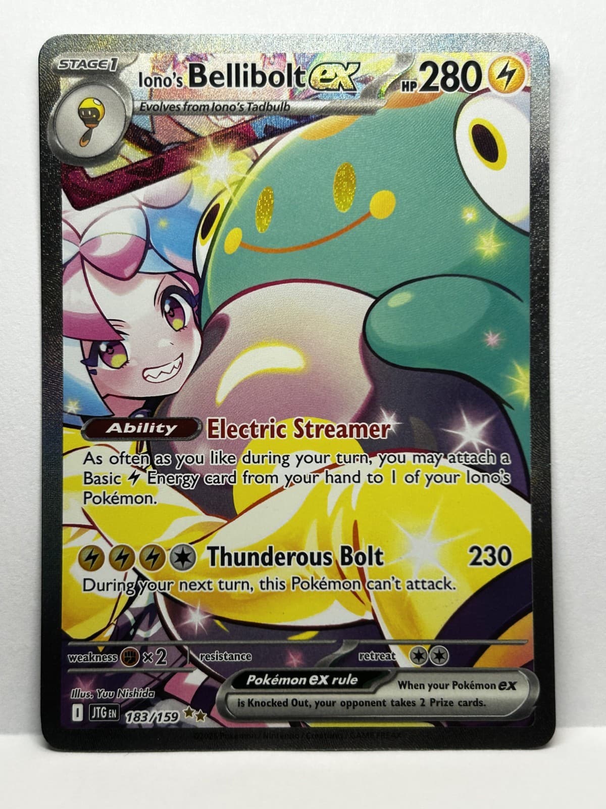 Pokemon Iono's Bellibolt ex 183/159 Journey Together Full Art Holo EN