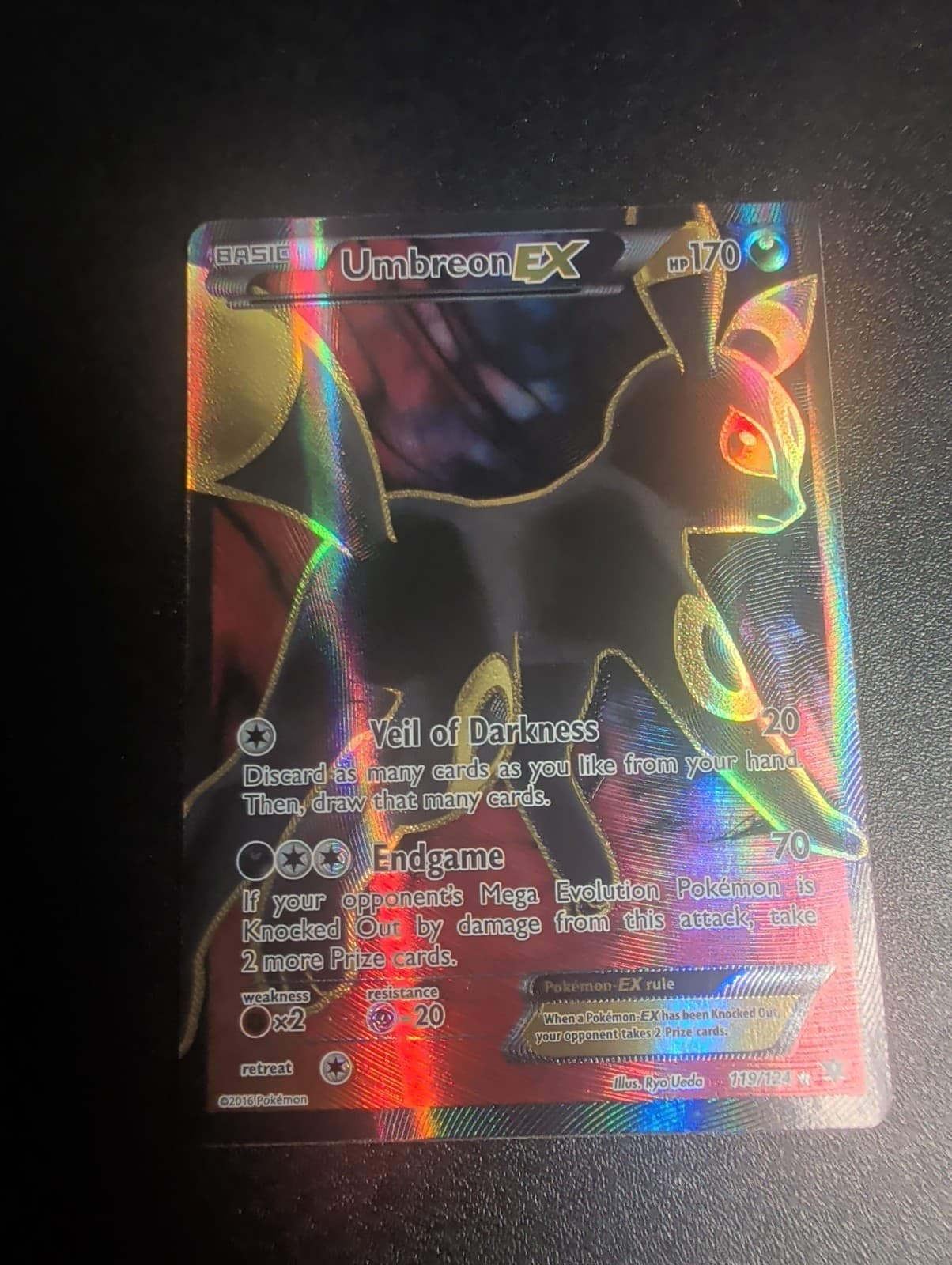 Pokémon TCG Umbreon EX Fates Collide Full Art Ultra Rare Holo Card 119/124 LP