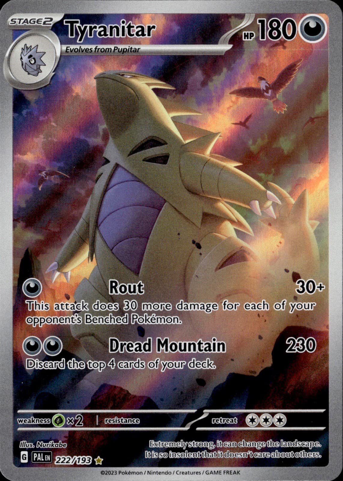 Tyranitar 222/193 Illustration Rare Paldea Evolved Pokemon Holo Near Mint