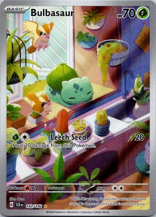 Bulbasaur 143/142 Illustration Rare Stellar Crown Pokemon Holo NM AA-31