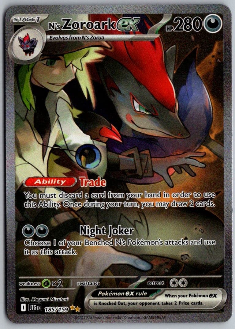 N's Zoroark ex 185/159 Journey Together Special Illustration Rare Pokemon NM