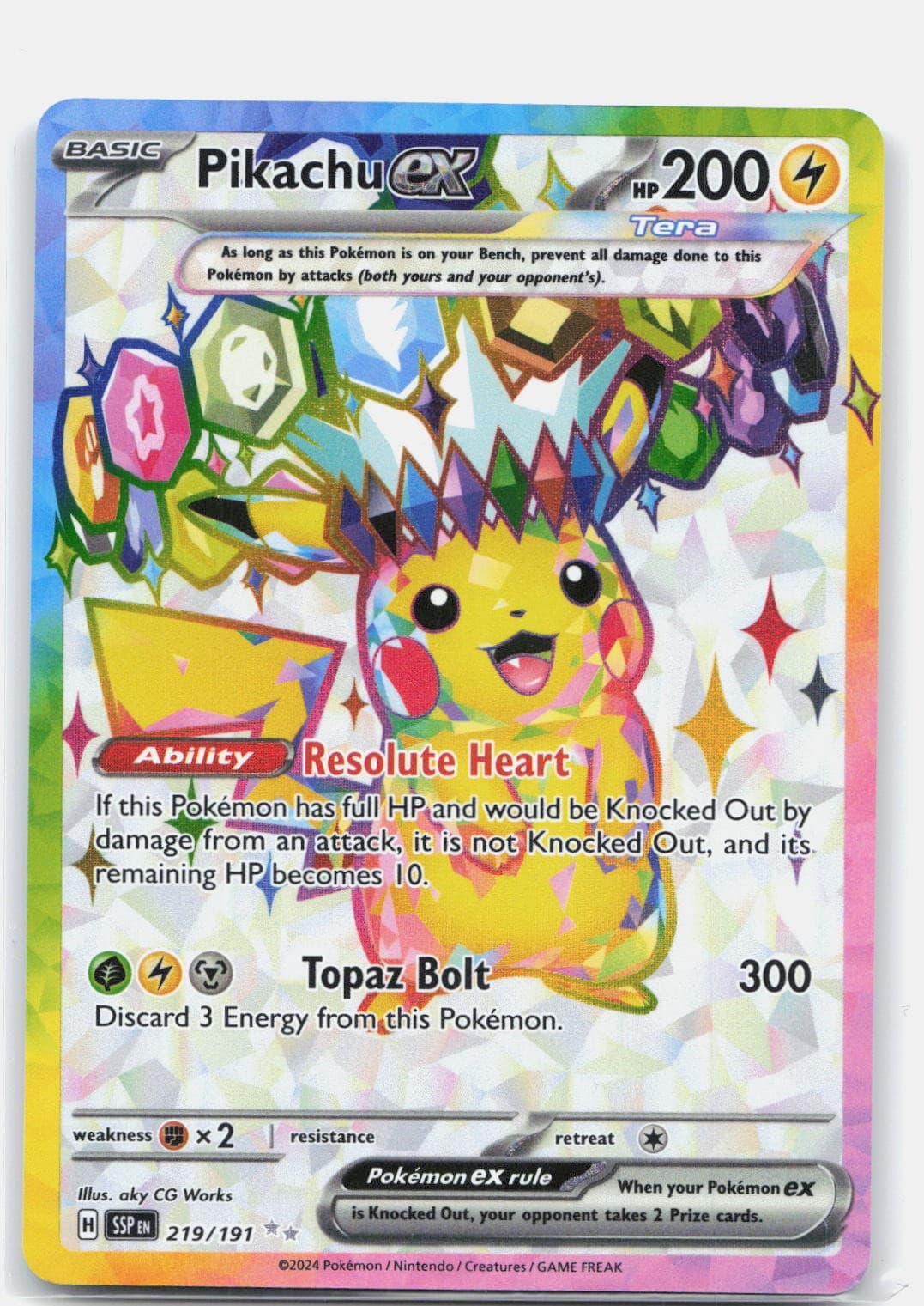 Pikachu ex Holo Ultra Rare SV08: Surging Sparks 219/191 NM