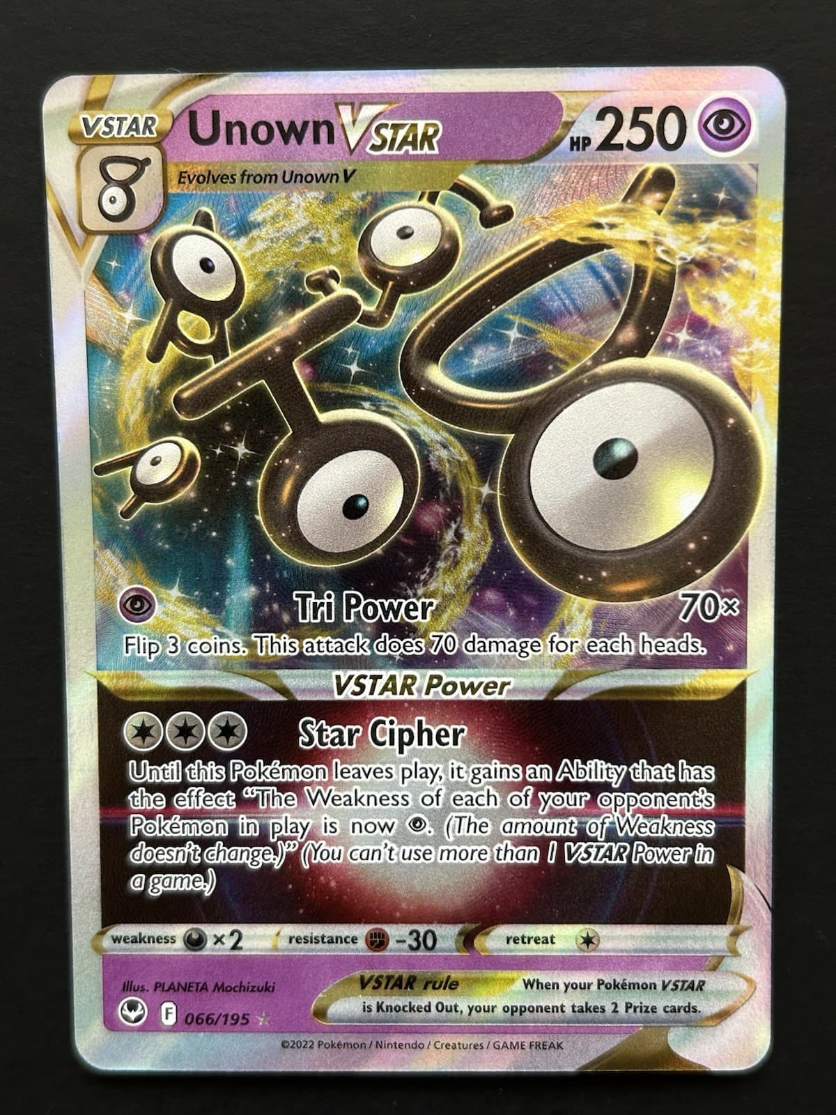 Unown VSTAR Ultra Rare Holo 066/195 SWSH12: Silver Tempest - NM