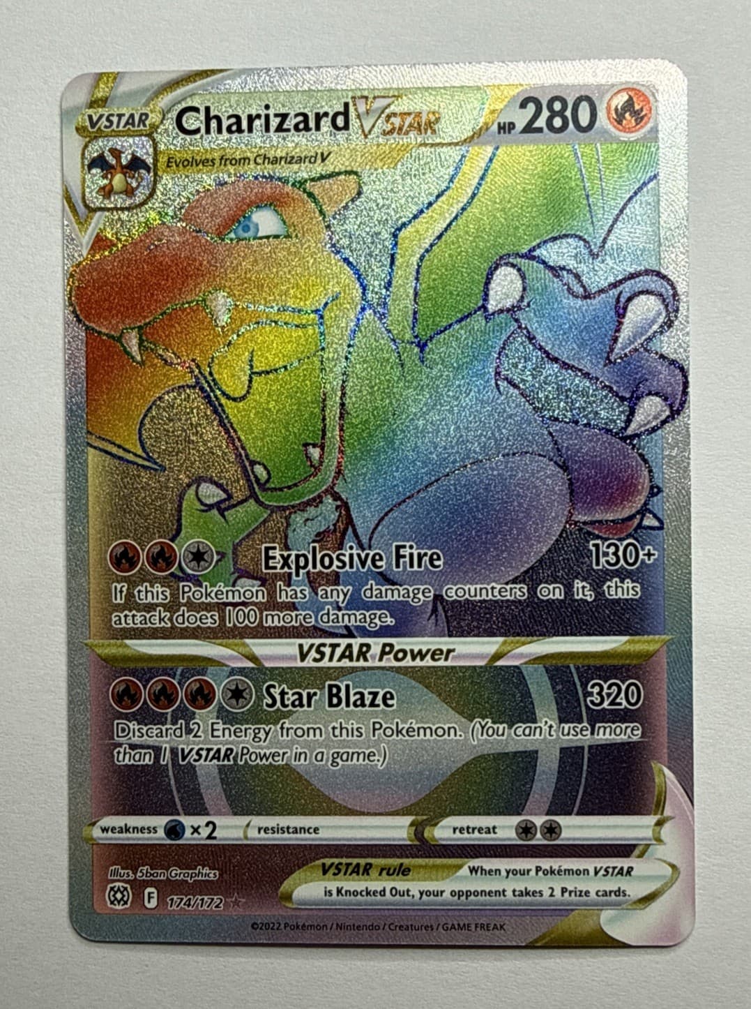 Pokémon TCG Charizard VSTAR 174/172 Brilliant Stars Secret Rare Holo Card NM