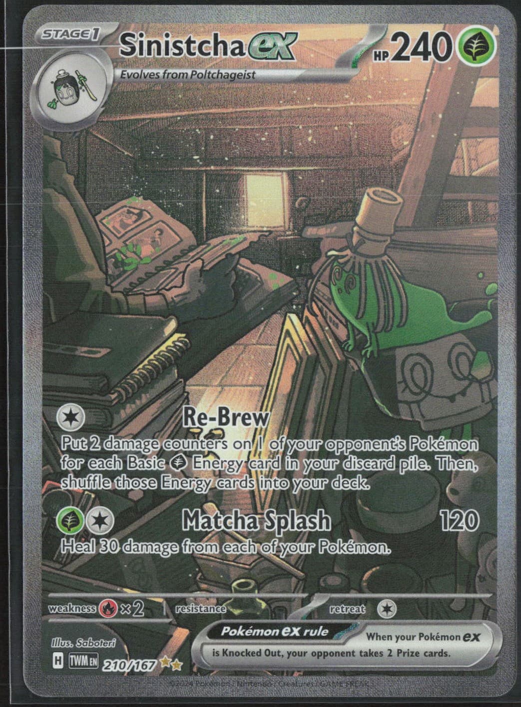 Sinistcha ex Twilight Masquerade 210/167 SIR Holo Pokémon — English NM