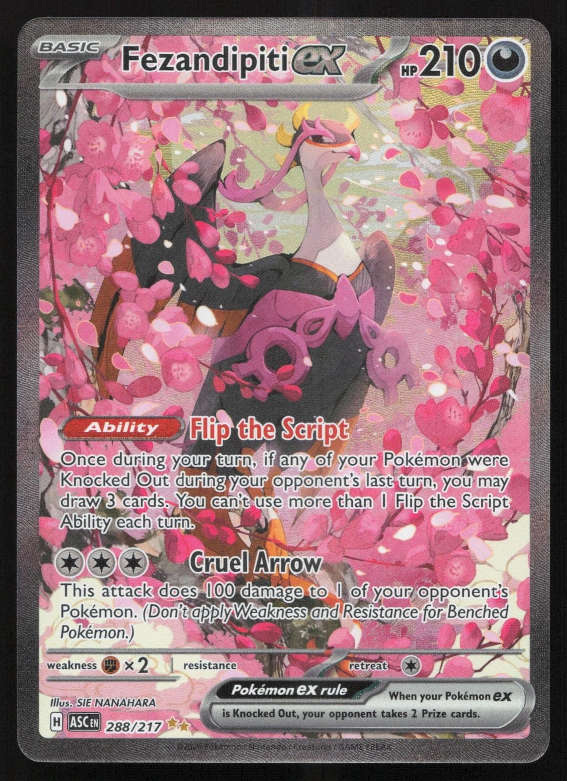 Pokemon Fezandipiti ex Special Illustration Rare 288/217 Ascended Heroes 2026 NM