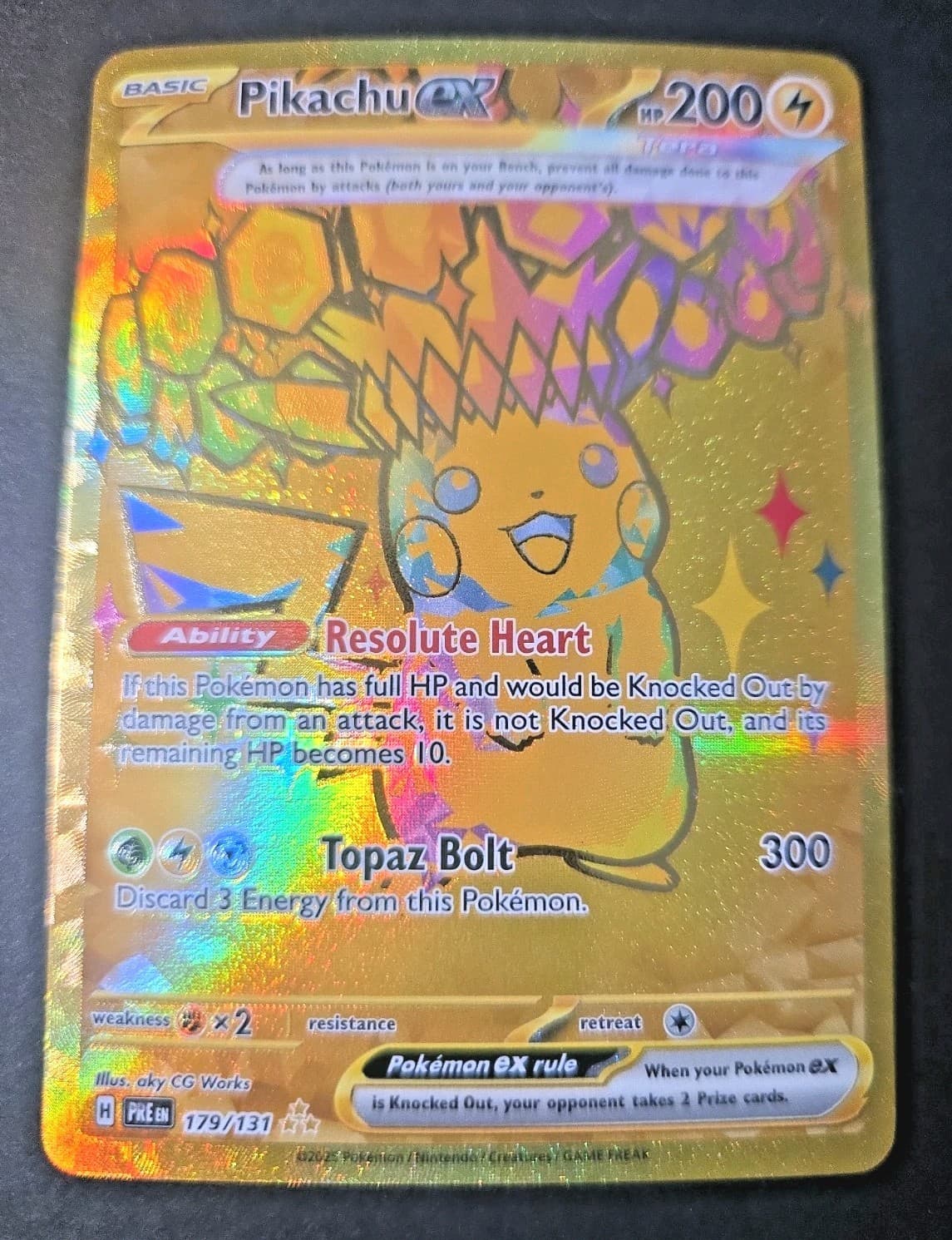 Pokemon Pikachu ex 179/131 Prismatic Evolutions Gold Hyper Rare NM