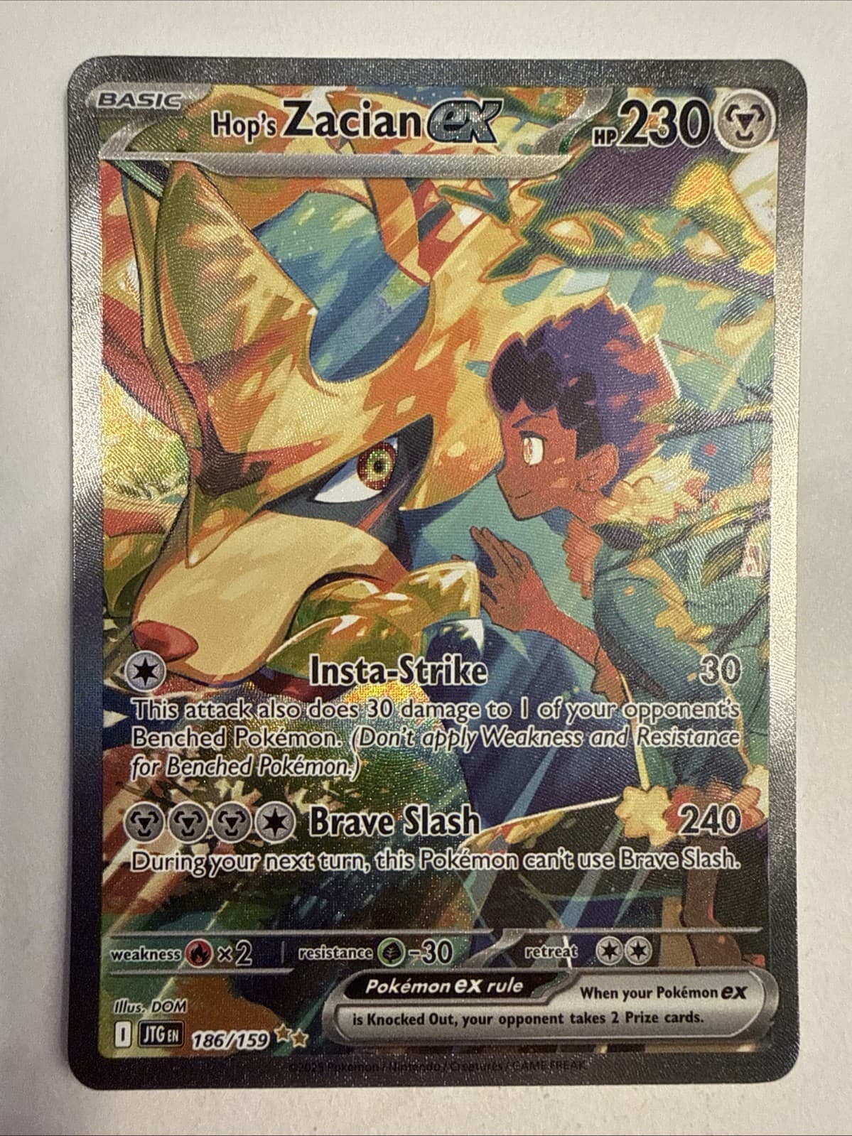 Hop's Zacian EX 186/159 SIR 2025 Pokemon Journey Together Full Art Card NM