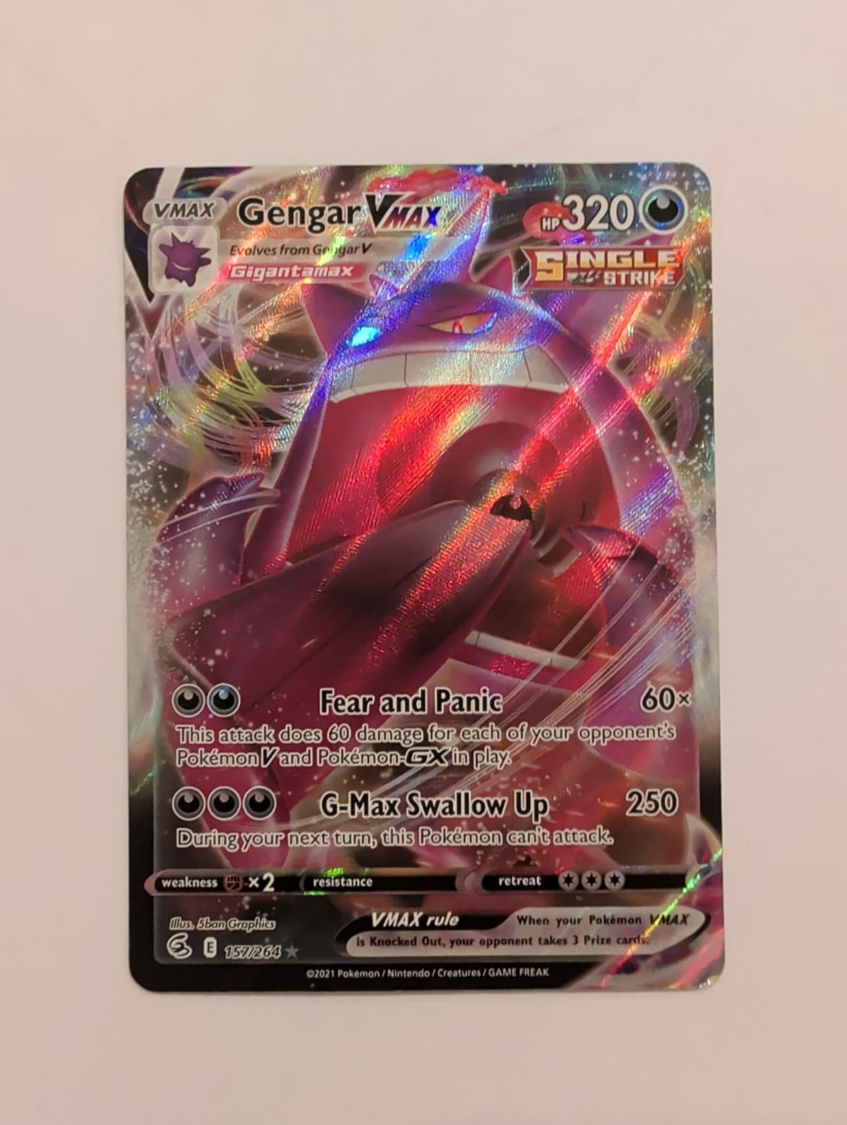 Gengar VMAX 157/264 SWSH08 Fusion Strike  Ultra Rare Holo Foil 