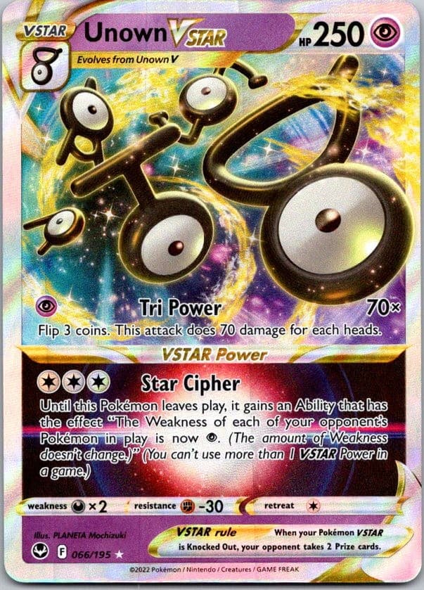 Unown VSTAR Holo Ultra Rare SWSH12: Silver Tempest 066/195 NM