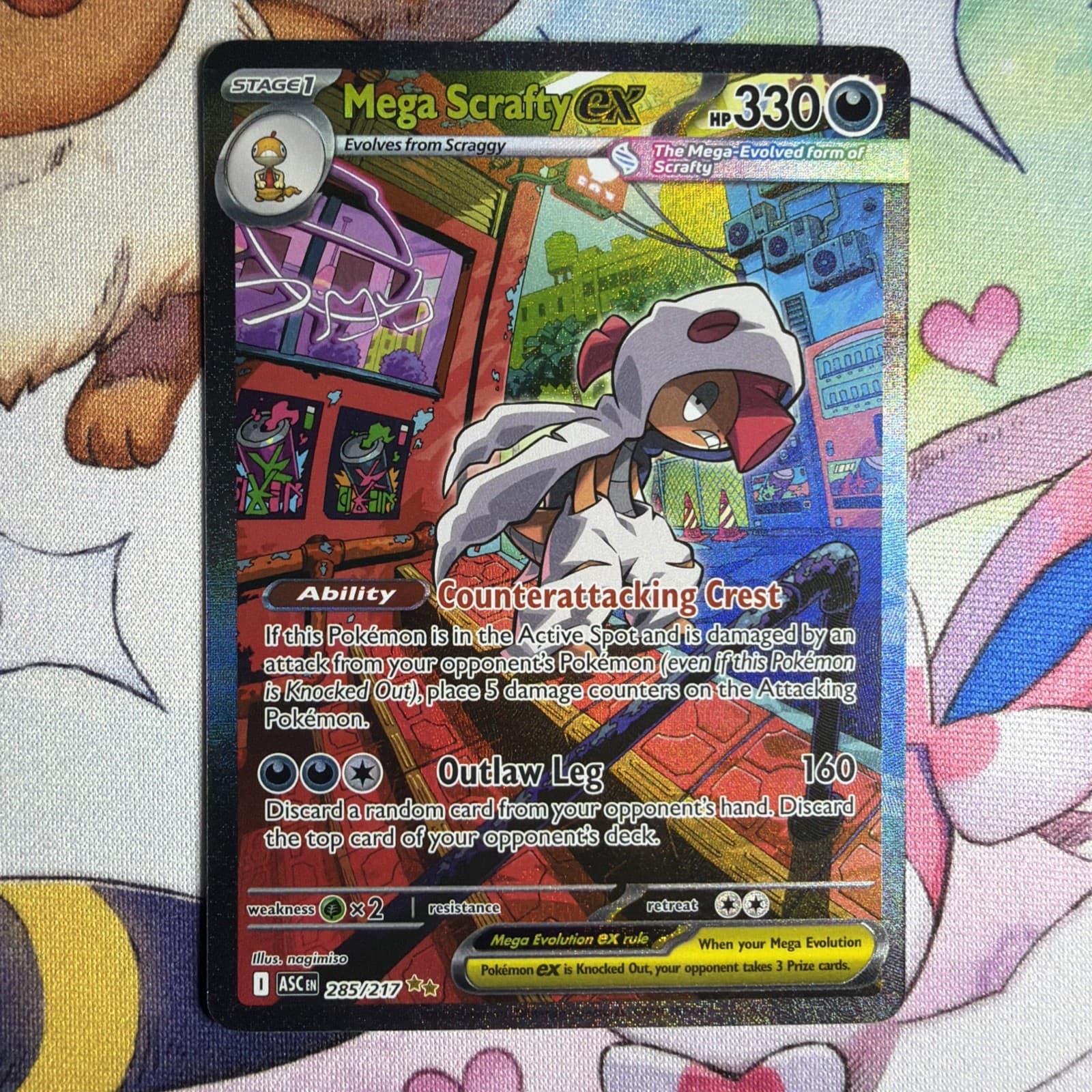 Mega Scrafty ex 285/217 Me: Ascended Heroes Holo Holo Illustration Rare NM