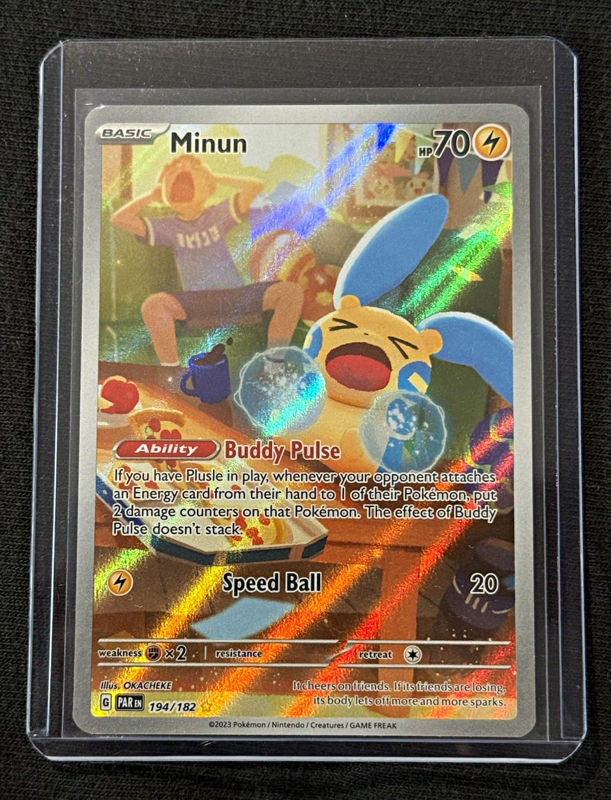 Pokémon TCG Minun 194/182 SV04 Paradox Rift Illustration Rare NM