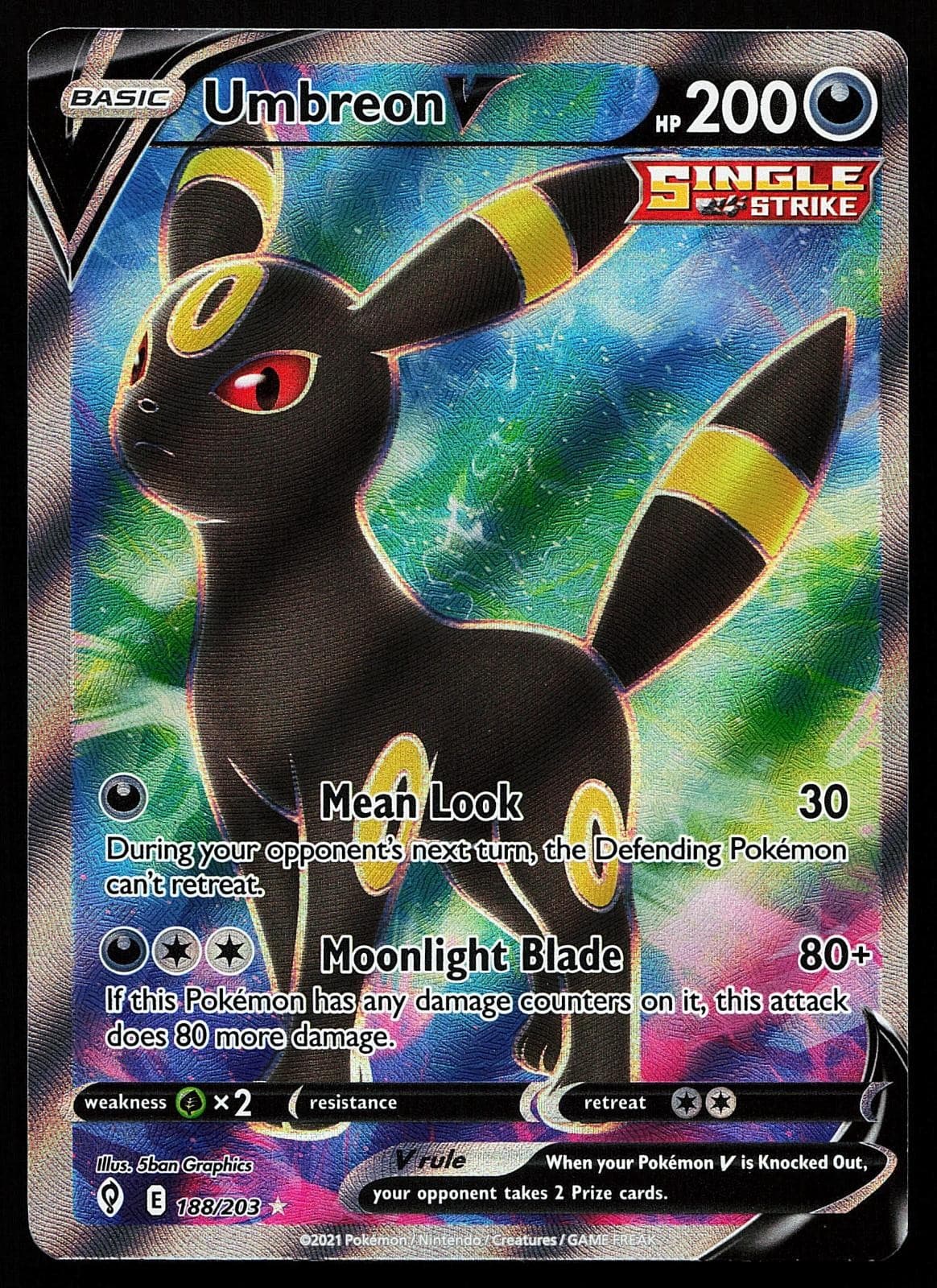 Umbreon V 188/203 Holo Ultra Rare Evolving Skies Pokemon Card