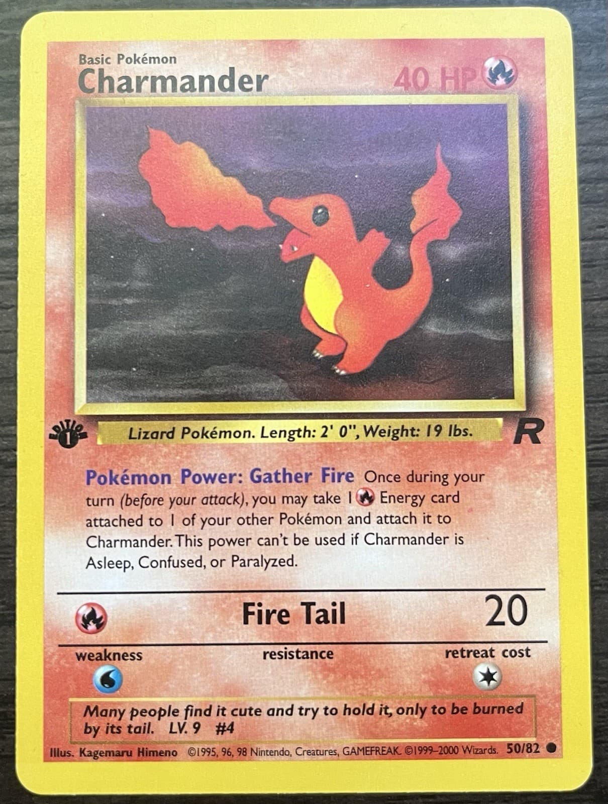 Charmander 50/82 1st Edition Pokemon TCG WOTC Team Rocket Regular Light Play LP
